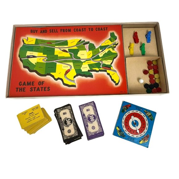 Vintage 1954 Game of the States Board Game Milton Bradley - Picture 3 of 10
